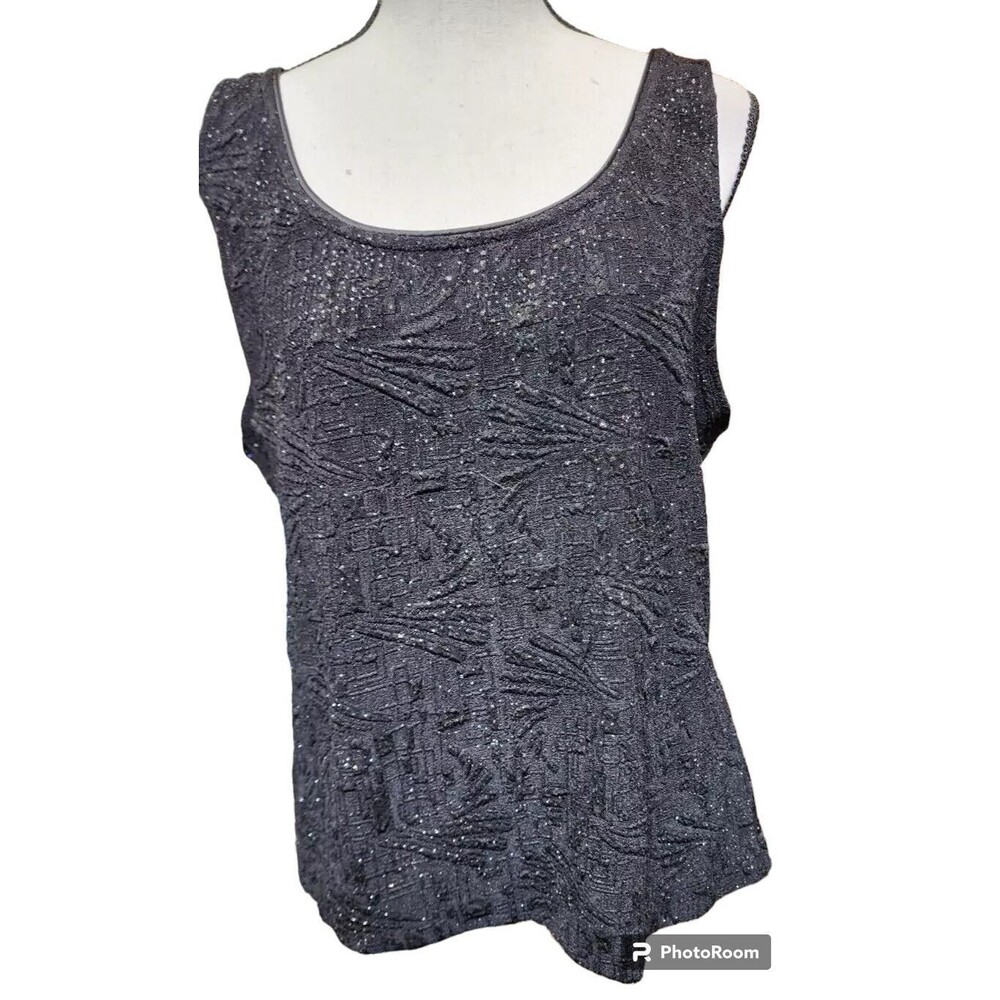 Alex Evenings Shimmer Tank Size 2X Black